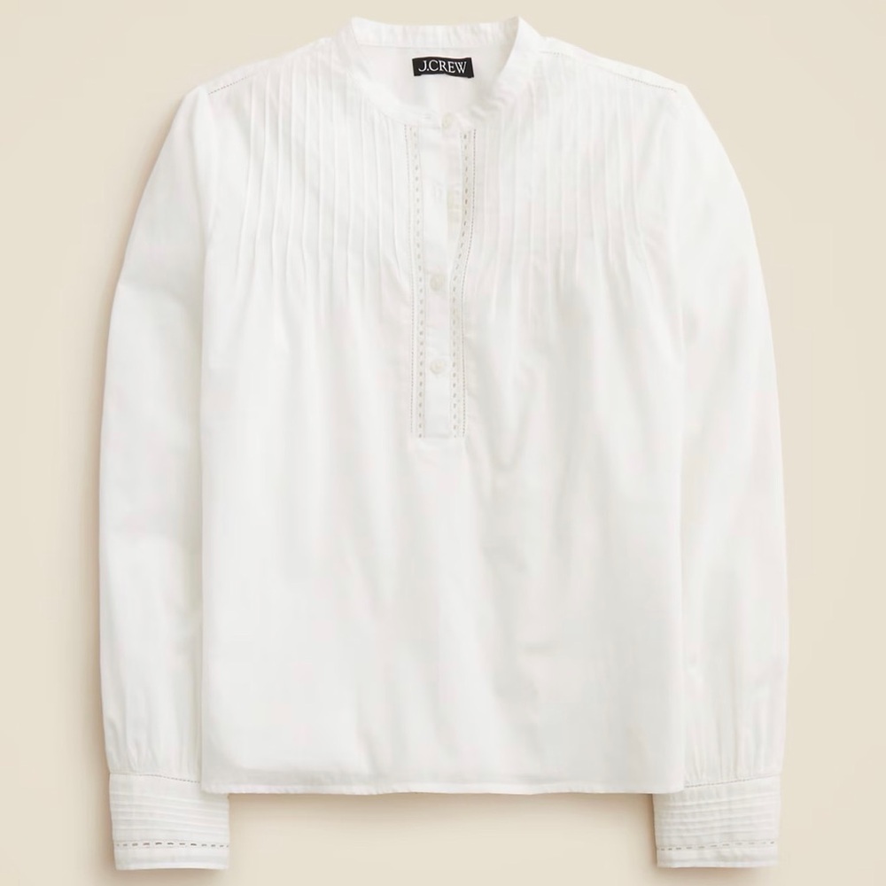 J.Crew NWT White Pintuck Peasant Blouse